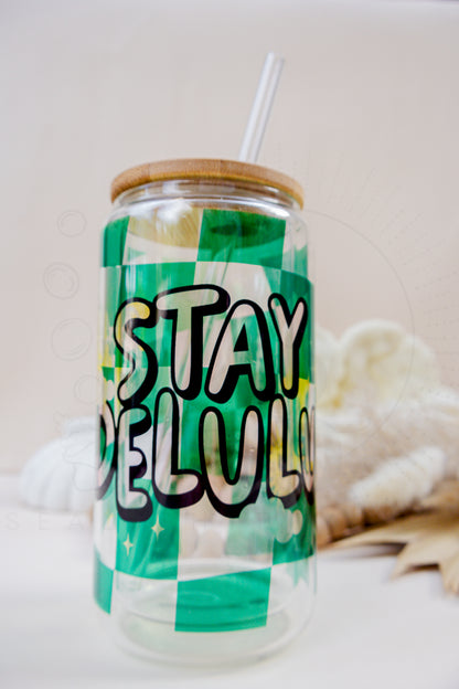 Delulu Delight: Glass Tumbler